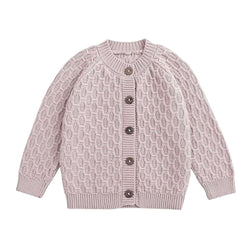 Vecot Textured Knit Purple Cardigan for Kids Cozy Classic