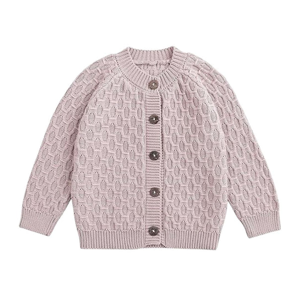 Vecot Textured Knit Purple Cardigan for Kids Cozy Classic