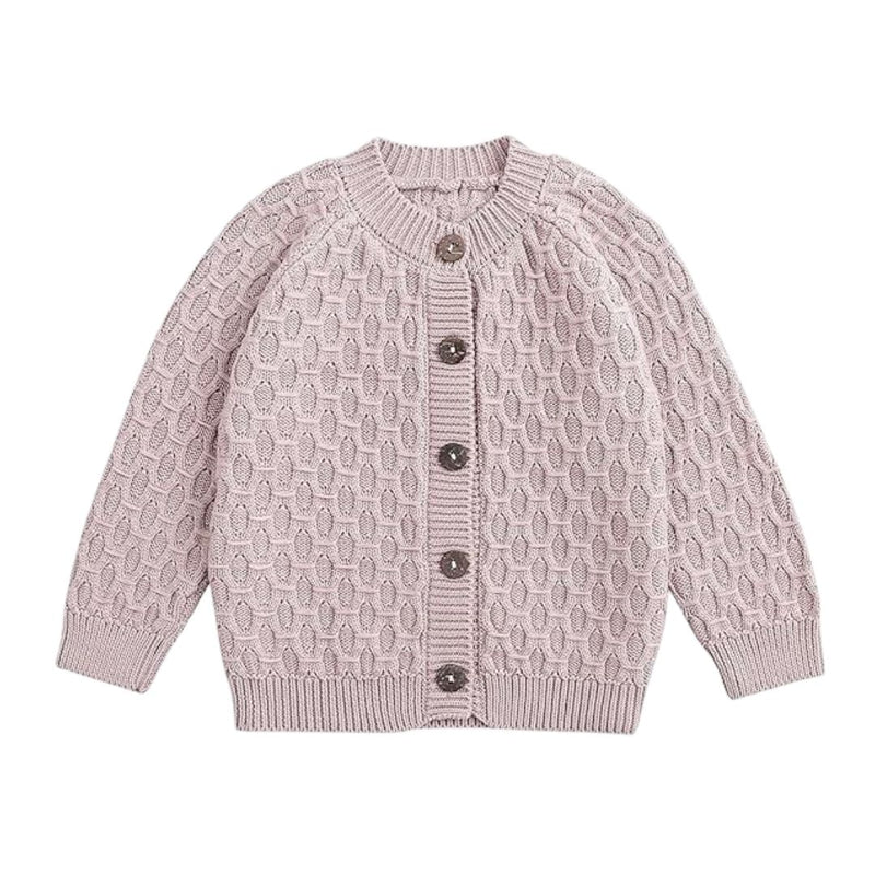 Vecot Textured Knit Purple Cardigan for Kids Cozy Classic