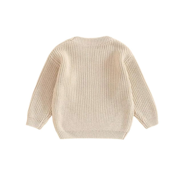 Vecot Beige Knit Christmas Sweater for Kids