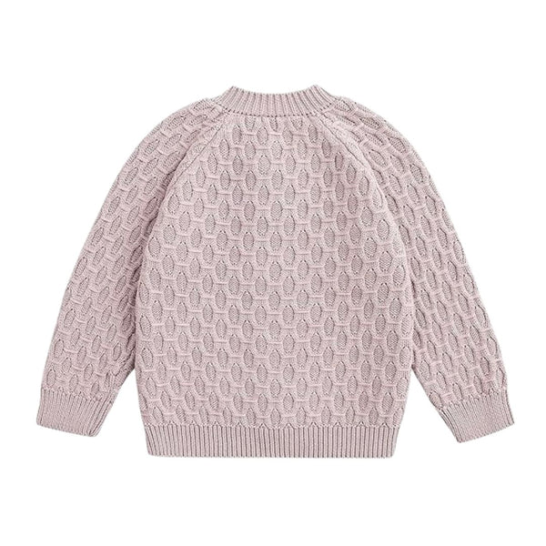 Vecot Textured Knit Purple Cardigan for Kids Cozy Classic