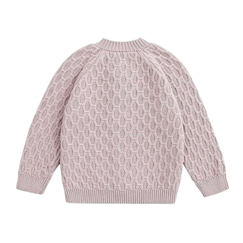 Vecot Textured Knit Purple Cardigan for Kids Cozy Classic