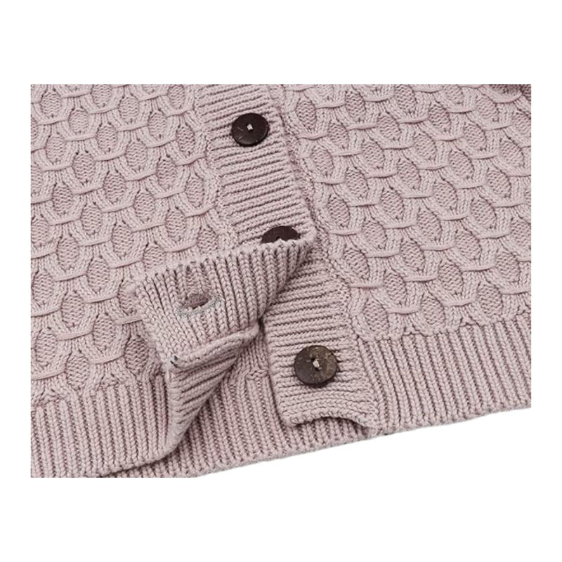 Vecot Textured Knit Purple Cardigan for Kids Cozy Classic